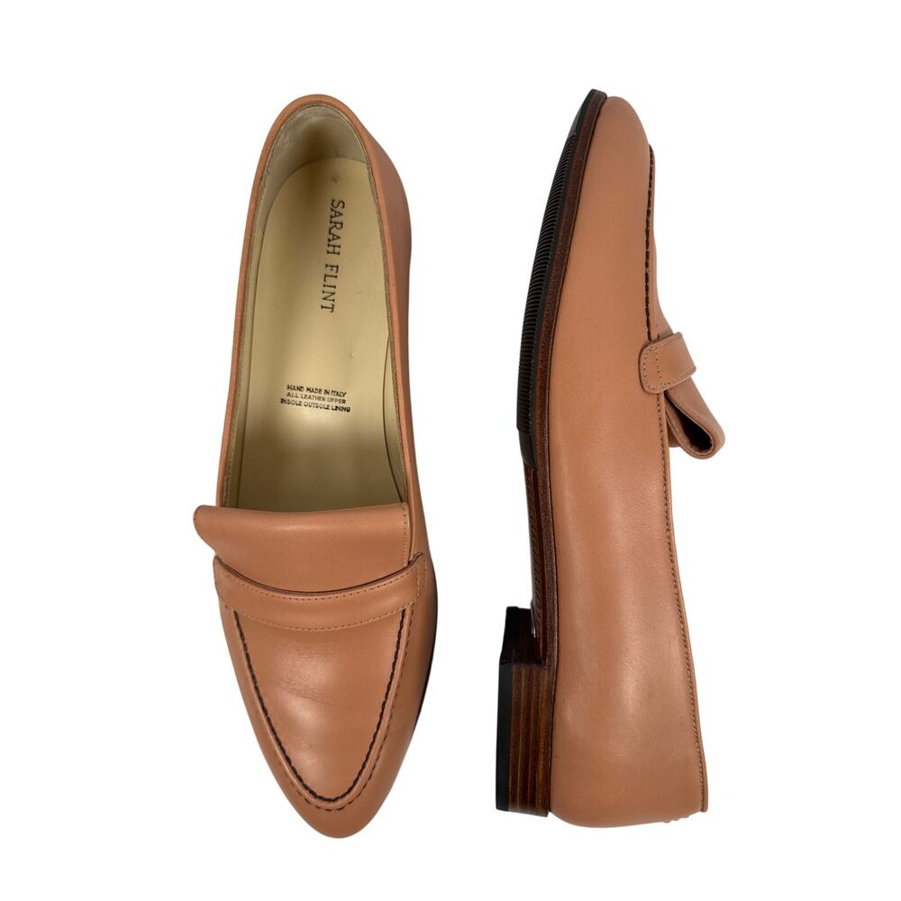 Sarah Flint Alysia Loafer Italian Leather Almond Toe Pink Handmade 10.5 EU 41.5